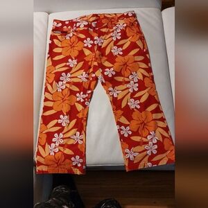 Tommy Hilfiger Red and Orange Floral Pants Size 11.